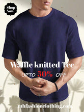 neavy blue color Oversized Waffle Knit t shirt